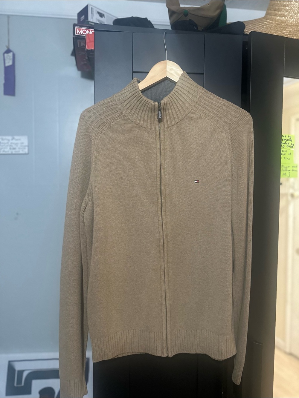 Tommy Hilfiger Men's Taupe Full-Zip Sweater
